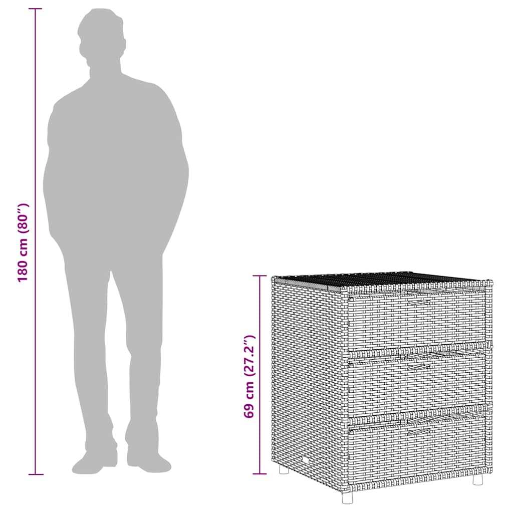 vidaXL Ντουλάπι Αποθήκευσης Κήπου Γκρι 55x59x69 εκ. Συνθετικό Ρατάν