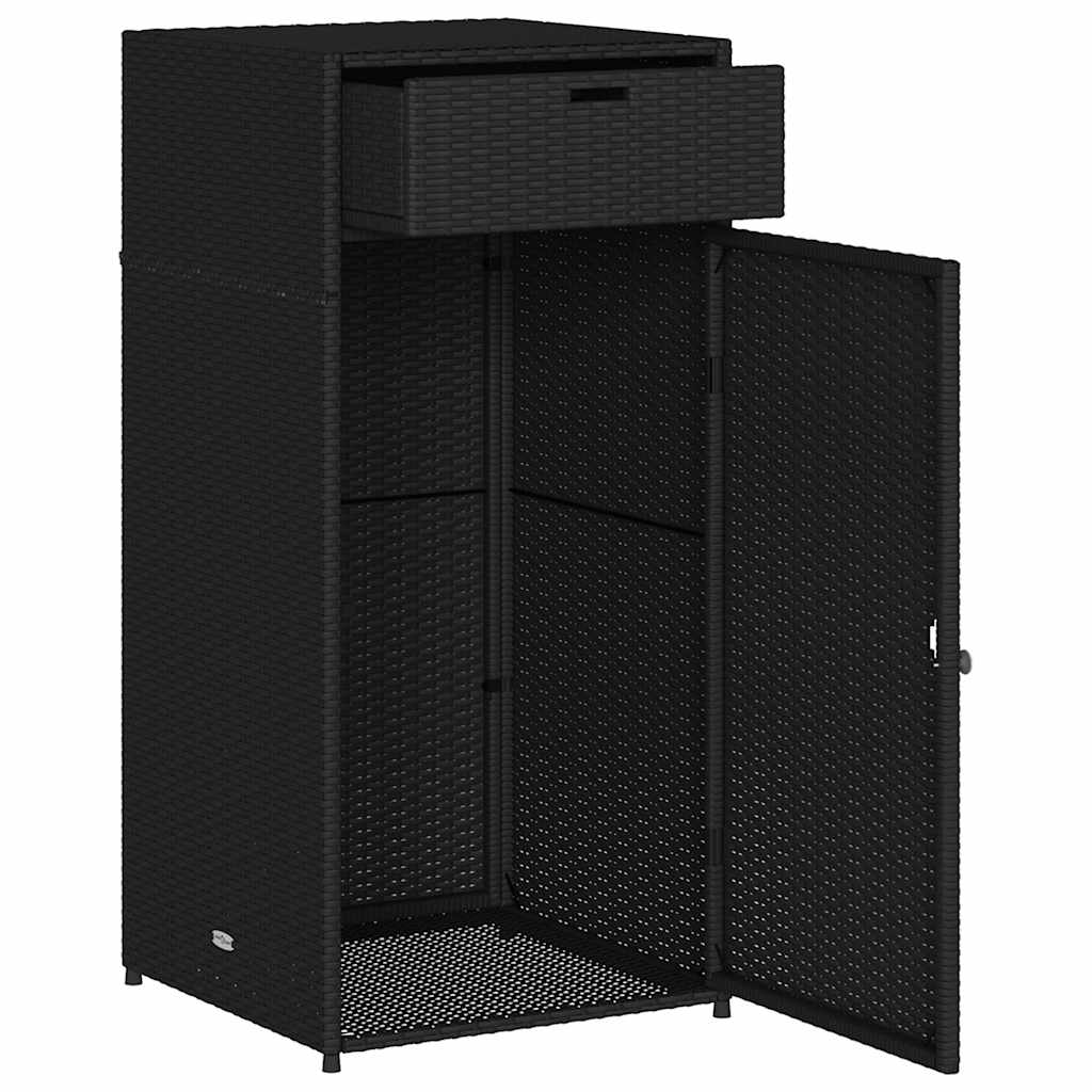 vidaXL Ντουλάπι Αποθήκευσης Κήπου Μαύρο 55x55x111 εκ. από Συνθ. Ρατάν