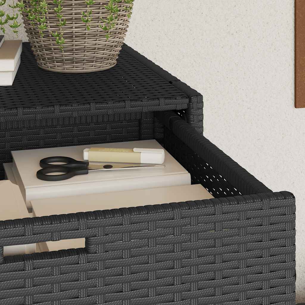 vidaXL Ντουλάπι Αποθήκευσης Κήπου Μαύρο 55x55x111 εκ. από Συνθ. Ρατάν
