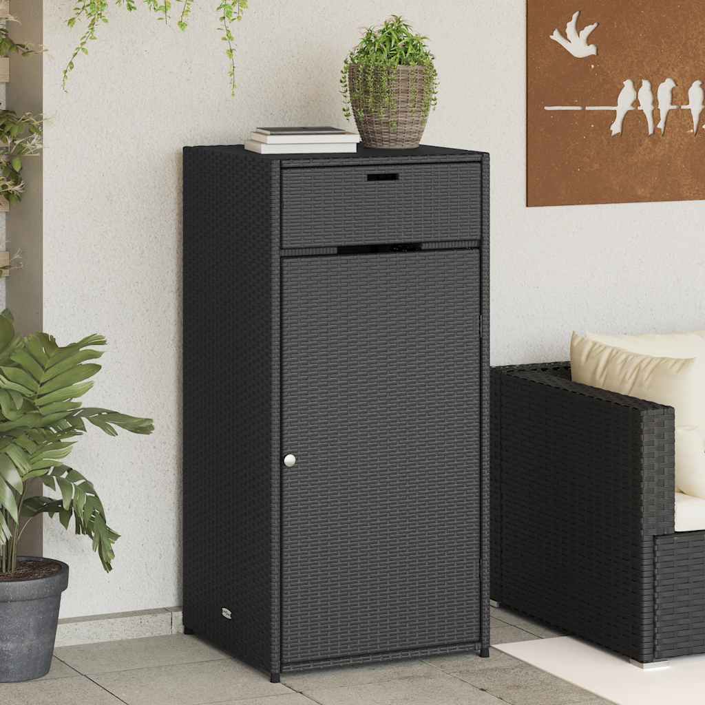 vidaXL Ντουλάπι Αποθήκευσης Κήπου Μαύρο 55x55x111 εκ. από Συνθ. Ρατάν