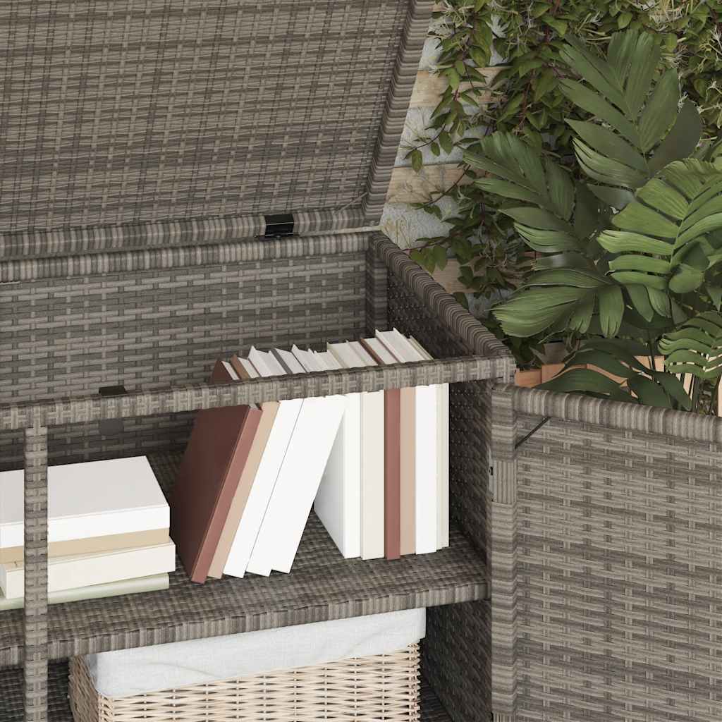 vidaXL Ντουλάπι Αποθήκευσης Κήπου Γκρι 110x55,5x60,5 εκ. Συνθ. Ρατάν