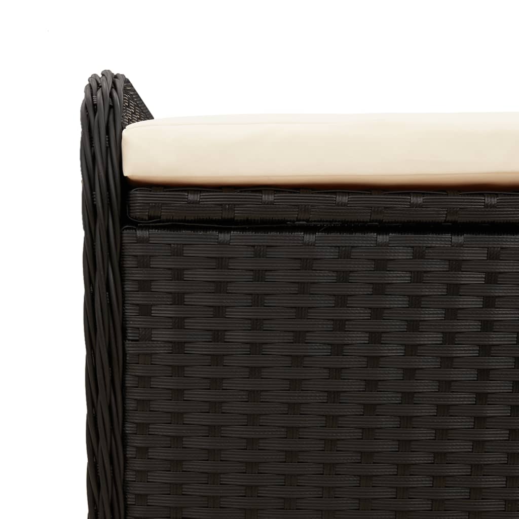 vidaXL Παγκάκι Αποθήκευσης Μαύρο 115x51x52εκ. Συνθετικό Ρατάν Μαξιλάρι