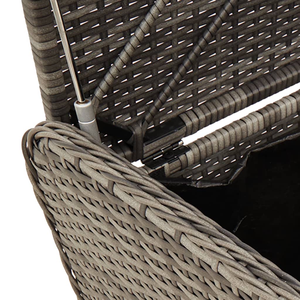 vidaXL Παγκάκι Αποθήκευσης Γκρι 115x51x52 εκ. Συνθετικό Ρατάν Μαξιλάρι