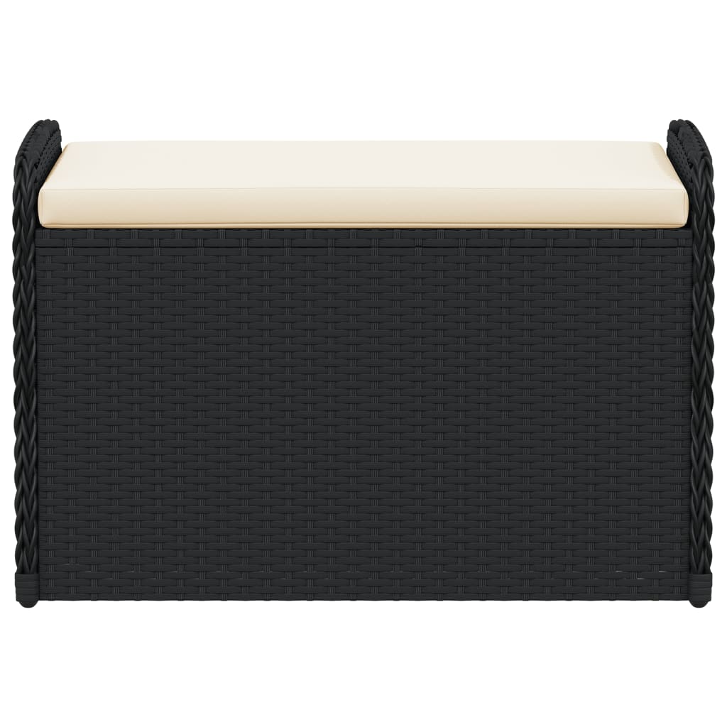 vidaXL Παγκάκι Αποθήκευσης Μαύρο 80x51x52 εκ. Συνθετικό Ρατάν Μαξιλάρι