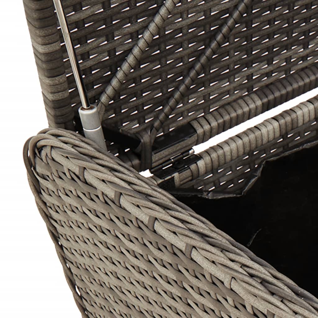 vidaXL Παγκάκι Αποθήκευσης Γκρι 80x51x52 εκ. Συνθετικό Ρατάν Μαξιλάρι