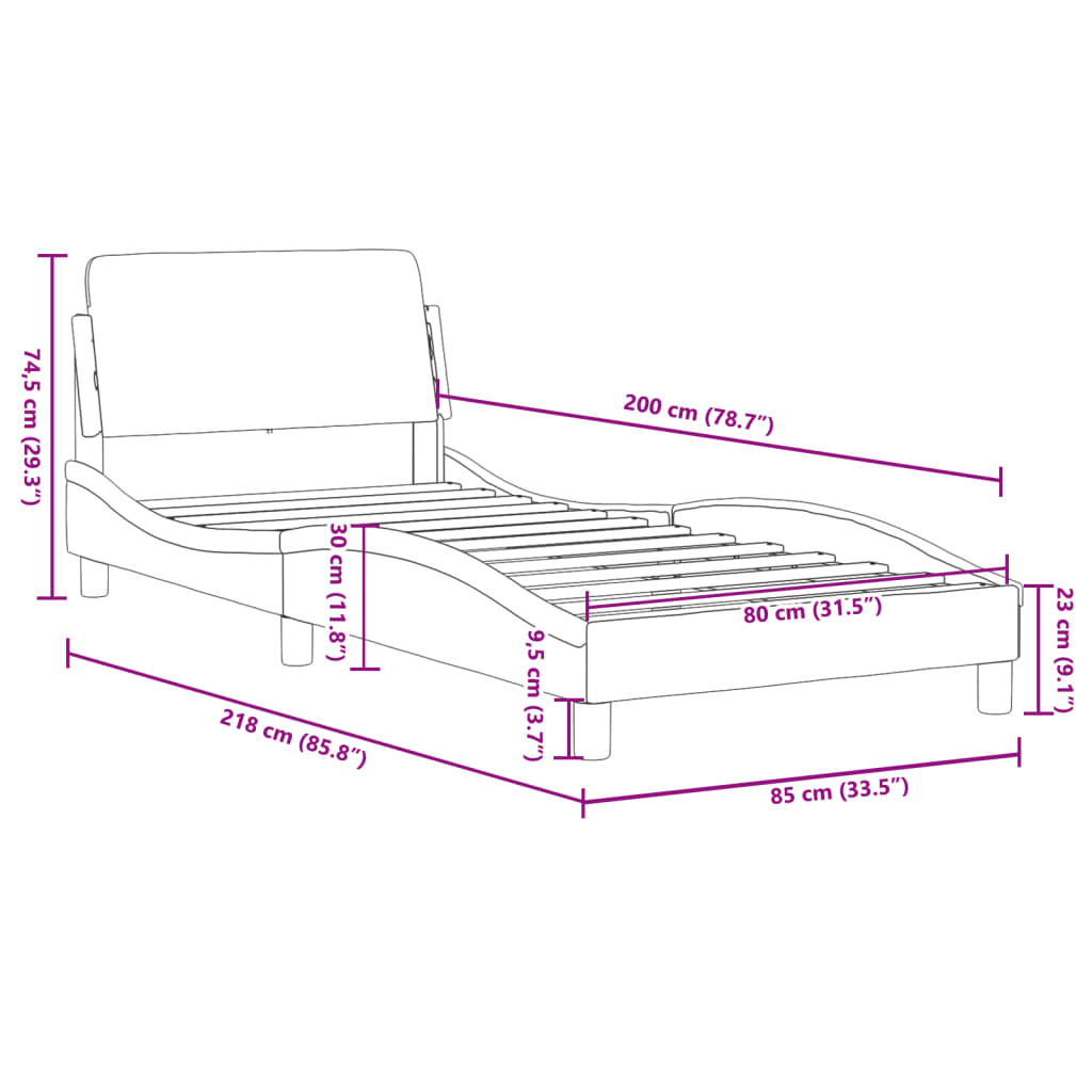 vidaXL Σκελετός Κρεβατιού με Κεφαλάρι Dover 80x200εκ. Βελούδινο