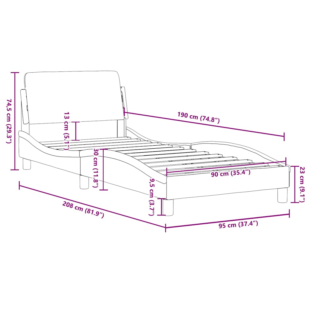 vidaXL Πλαίσιο Κρεβατιού Dover Καφέ 90x190 εκ. Συνθετικό Δέρμα