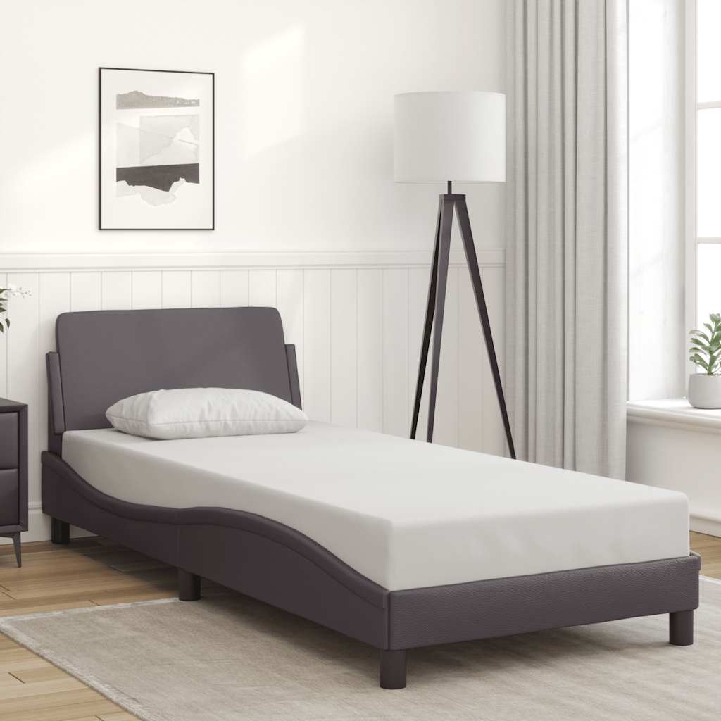 vidaXL Πλαίσιο Κρεβατιού Dover Γκρι 90x190 εκ. Συνθετικό Δέρμα