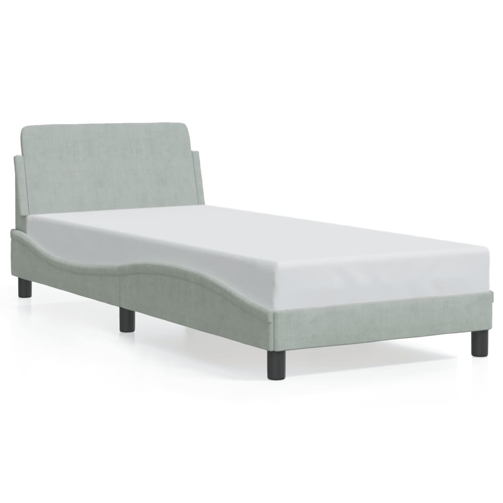 vidaXL Σκελετός Κρεβατιού Dover Αν. Γκρι 90x200 εκ. Βελούδινο