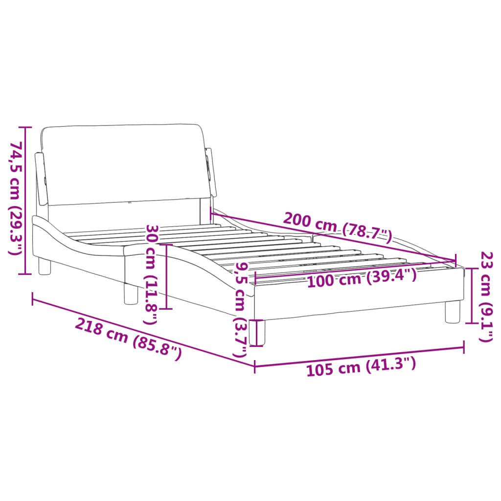 vidaXL Σκελετός Κρεβατιού Dover Κρεμ 100 x 200 εκ. Υφασμάτινο