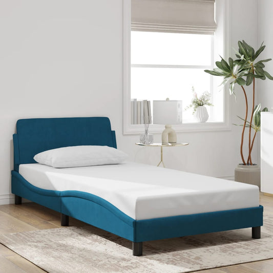 vidaXL Πλαίσιο Κρεβατιού με Κεφαλάρι Dover Μπλε 100x200 εκ. Βελούδινο