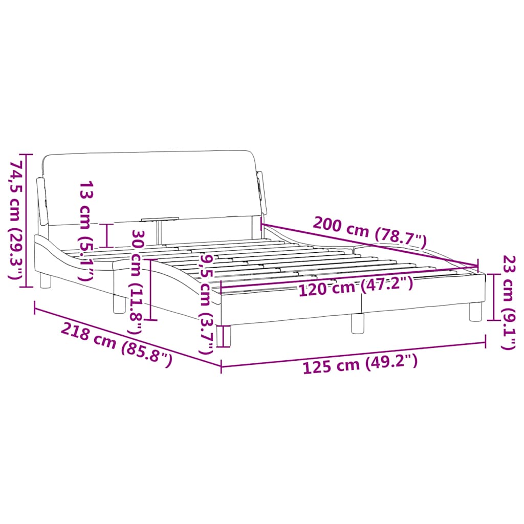 vidaXL Πλαίσιο Κρεβατιού με Κεφαλάρι Dover 120x200εκ Υφασμάτινο