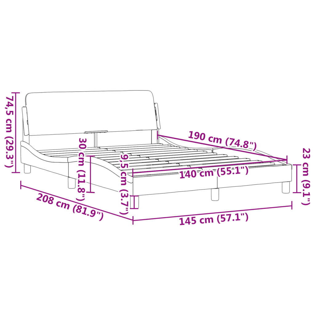 vidaXL Πλαίσιο Κρεβατιού με Κεφαλάρι Dover 140x190εκ Υφασμάτινο