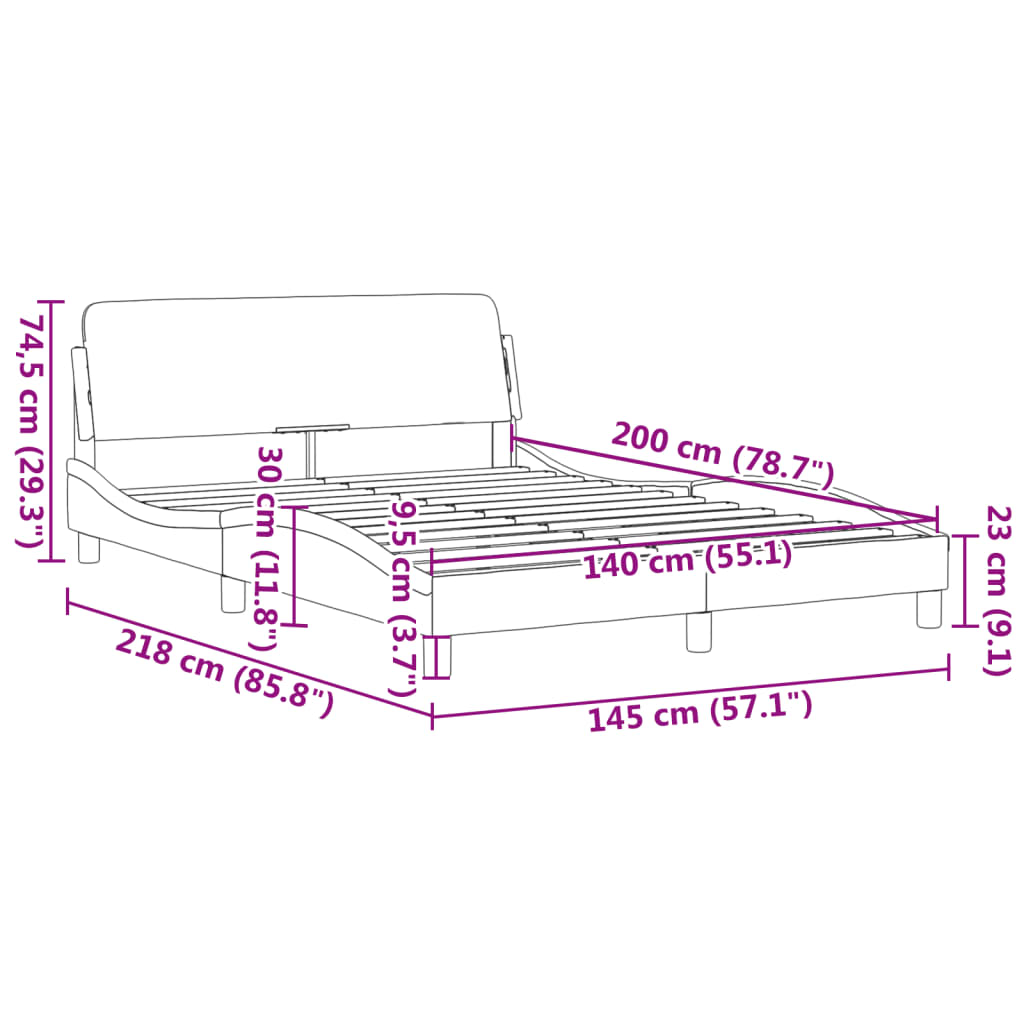 vidaXL Σκελετός Κρεβατιού Dover Μαύρο 140x200 εκ. Βελούδινο