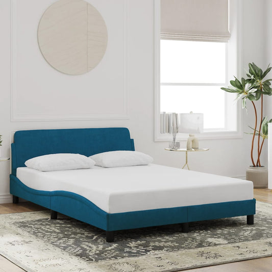 vidaXL Πλαίσιο Κρεβατιού με Κεφαλάρι Dover Μπλε 140x200 εκ. Βελούδινο
