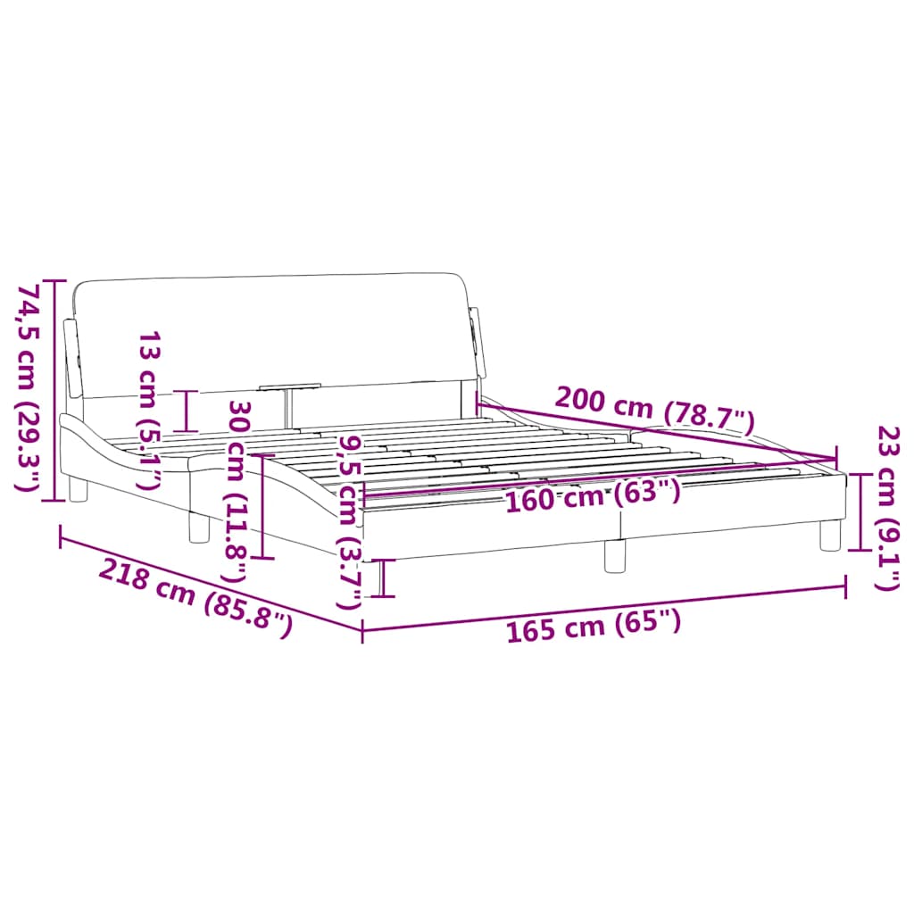 vidaXL Σκελετός Κρεβατιού Dover Taupe 160x200 εκ. Υφασμάτινο