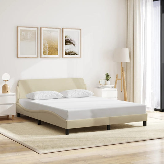 vidaXL Σκελετός Κρεβατιού Dover Κρεμ 160x200 εκ. Υφασμάτινο