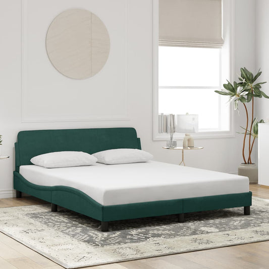 vidaXL Σκελετός Κρεβατιού Dover Πράσινο 160x200εκ. Βελούδινο