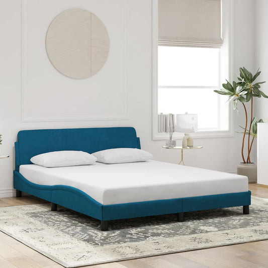 vidaXL Πλαίσιο Κρεβατιού με Κεφαλάρι Dover Μπλε 160x200 εκ. Βελούδινο