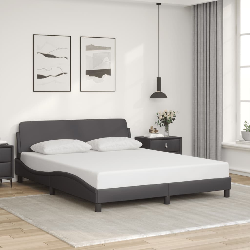 vidaXL Πλαίσιο Κρεβατιού Dover Γκρι 160x200 εκ. Συνθετικό Δέρμα