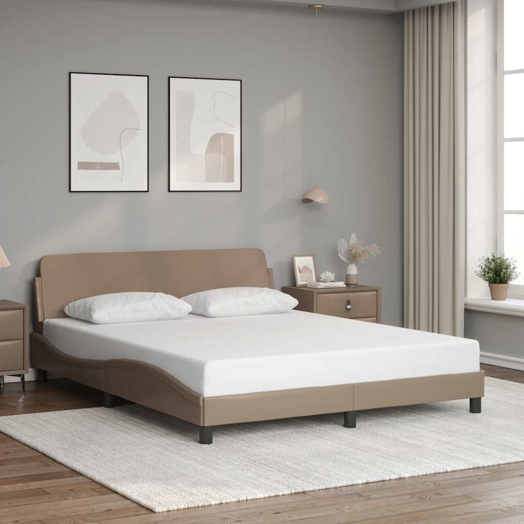 vidaXL Πλαίσιο Κρεβατιού Dover Καπουτσίνο 160x200εκ. Συνθ. Δέρμα