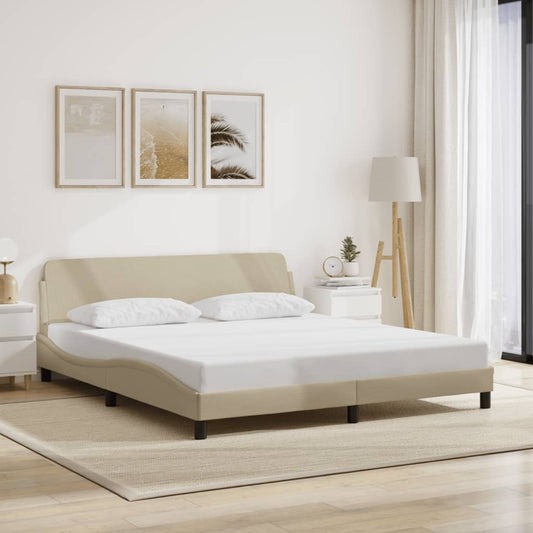 vidaXL Σκελετός Κρεβατιού Dover Κρεμ 180x200 εκ. Υφασμάτινο