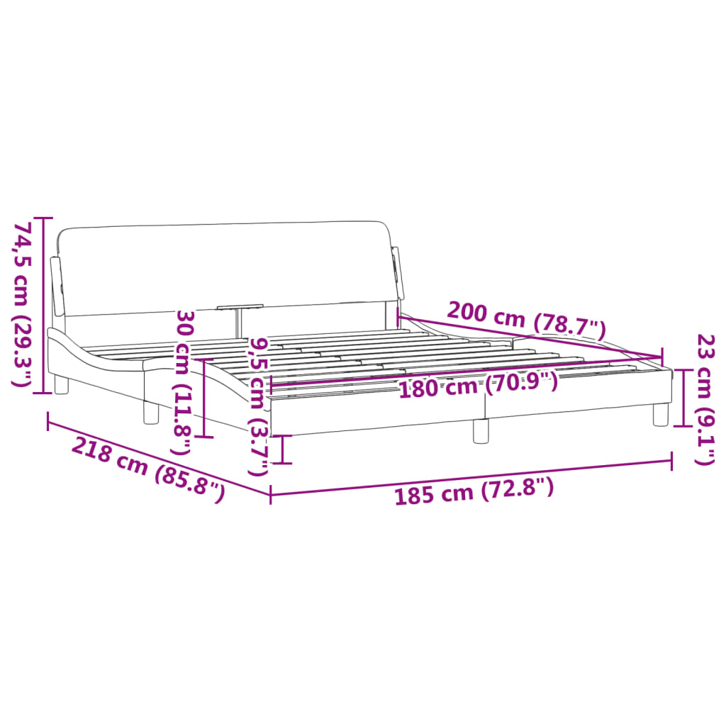 vidaXL Σκελετός Κρεβατιού Dover Αν. Γκρι 180x200 εκ. Βελούδινο
