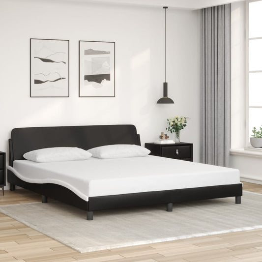 vidaXL Πλαίσιο Κρεβατιού Dover Μαύρο/Λευκό 180x200εκ.Συνθ. Δέρμα