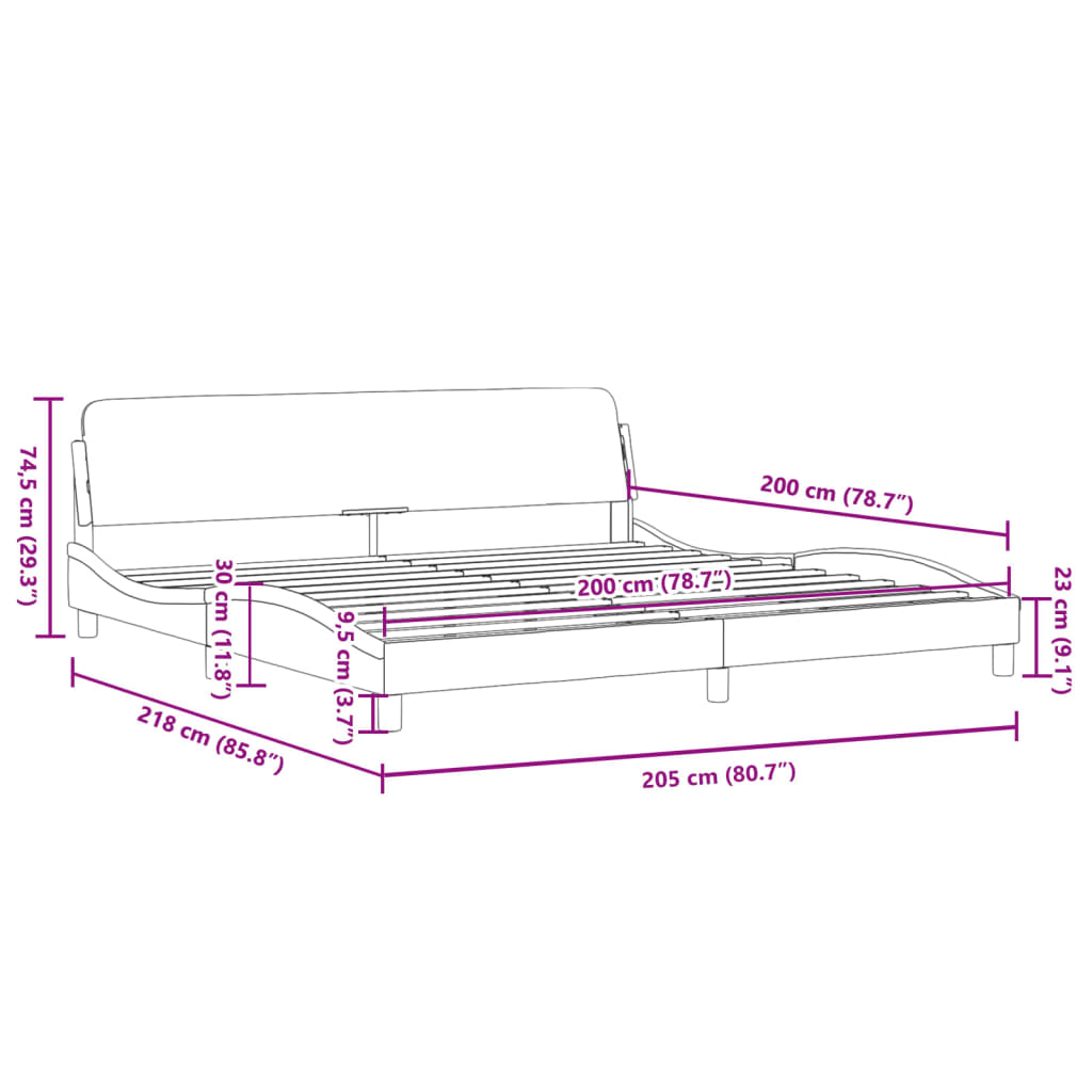 vidaXL Σκελετός Κρεβατιού Dover Αν. Γκρι 200x200 εκ. Βελούδινο