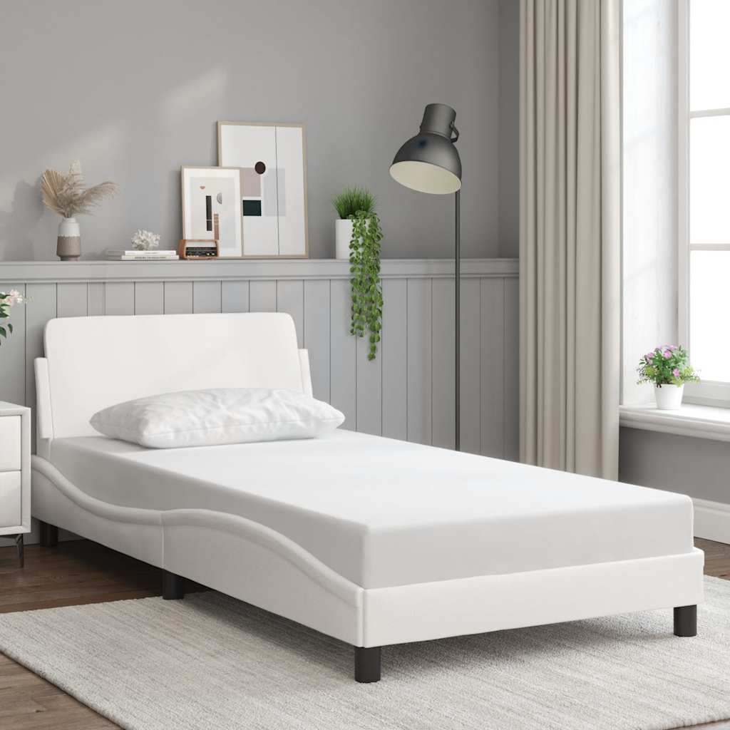 vidaXL Σκελετός Κρεβατιού Dover Λευκό 100x190 εκ.Συνθ. Δέρμα