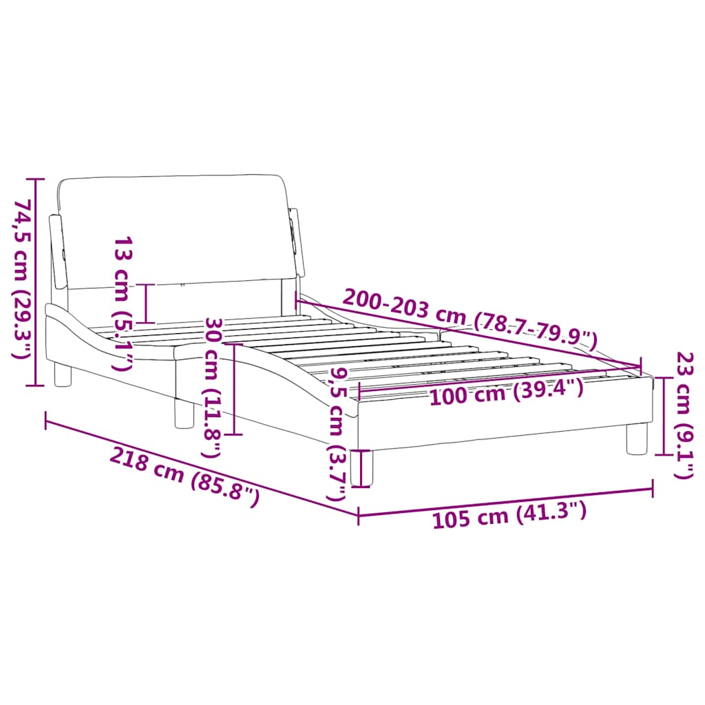 vidaXL Σκελετός Κρεβατιού Dover Γκρι 100x203 εκ.Υφασμάτινο