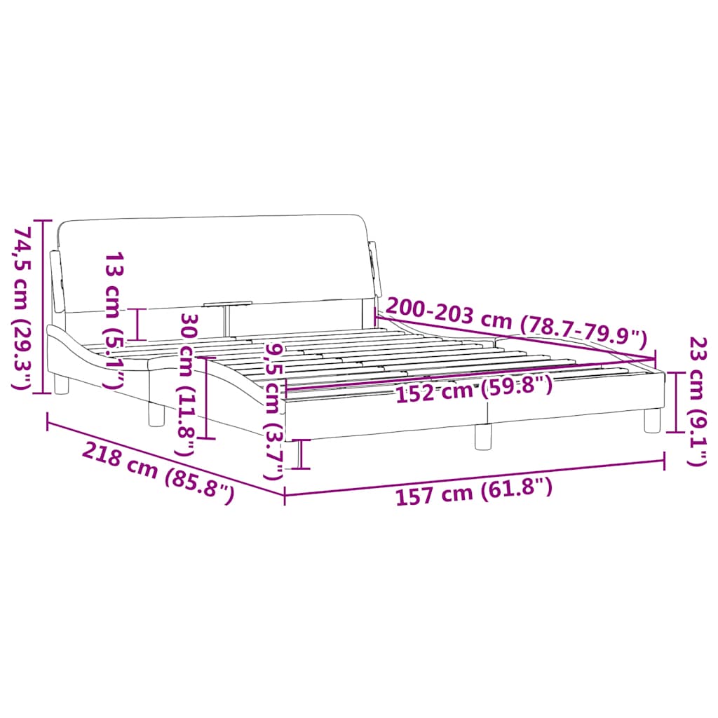 vidaXL Πλαίσιο Κρεβατιού Dover Σκούρο Γκρι 152x203 εκ.Υφασμάτινο