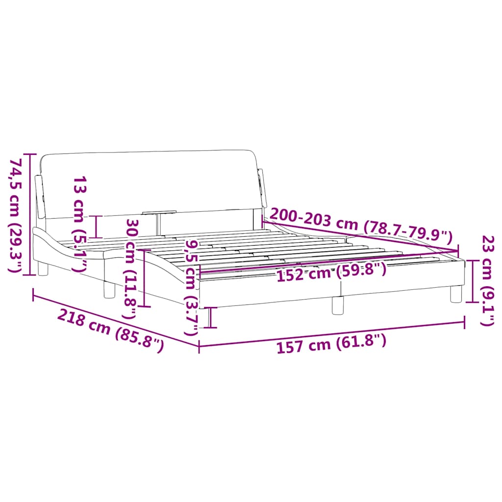 vidaXL Πλαίσιο Κρεβατιού Dover Σκ. Γκρι 152x203 εκ. Βελούδινο