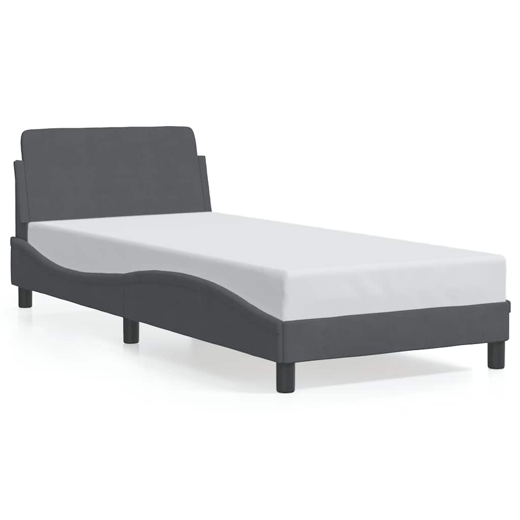 vidaXL Πλαίσιο Κρεβατιού Dover Σκούρο Γκρι 90x190 εκ. Βελούδο