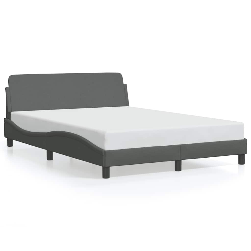 vidaXL Πλαίσιο Κρεβατιού Dover Σκούρο Γκρι 135x190 εκ. Ύφασμα