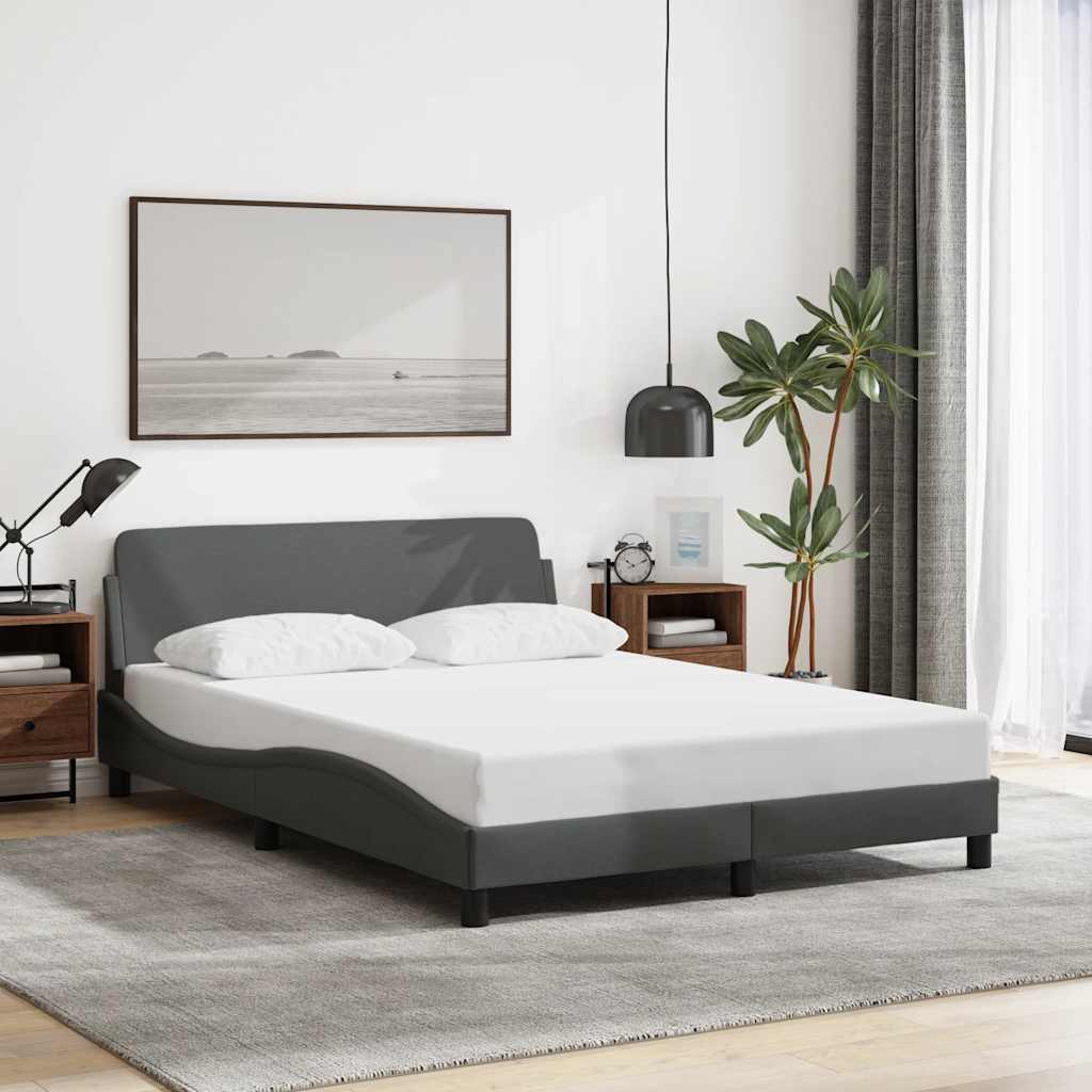 vidaXL Πλαίσιο Κρεβατιού Dover Σκούρο Γκρι 135x190 εκ. Ύφασμα