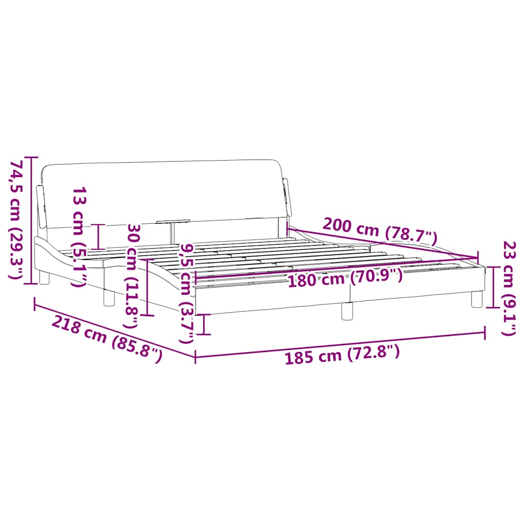 vidaXL Πλαίσιο Κρεβατιού Dover Ανοιχτό Γκρι 180x200 εκ. Ύφασμα