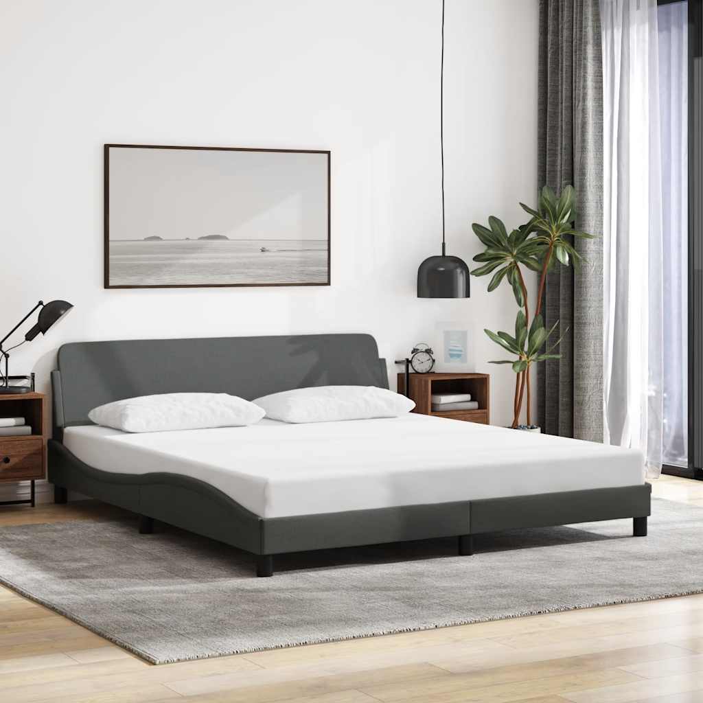 vidaXL Πλαίσιο Κρεβατιού Dover Σκούρο Γκρι 180x200 εκ. Ύφασμα