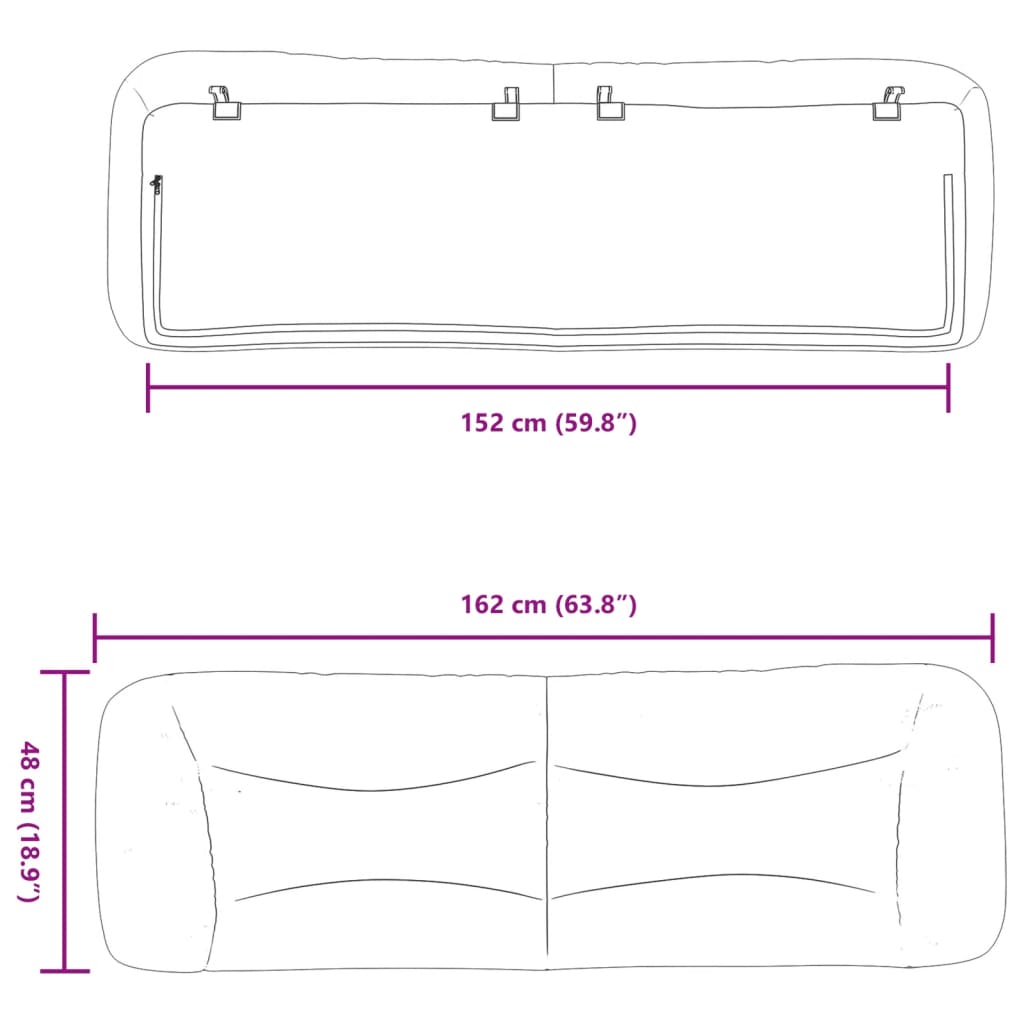 vidaXL Μαξιλάρι για Κεφαλάρι Ανοιχτό Γκρι 152 εκ. Υφασμάτινο