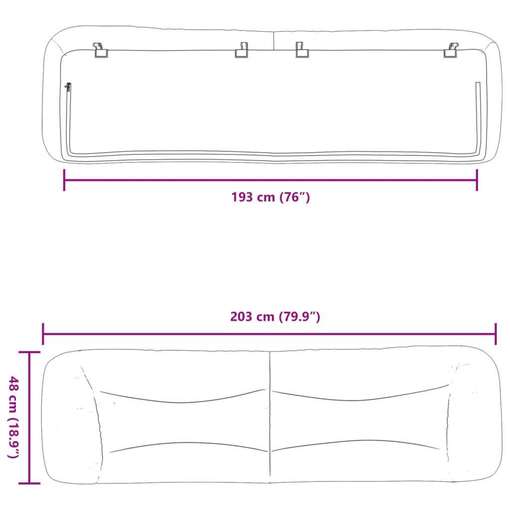 vidaXL Μαξιλάρι για Κεφαλάρι Λευκό 193 εκ. από Συνθετικό Δέρμα