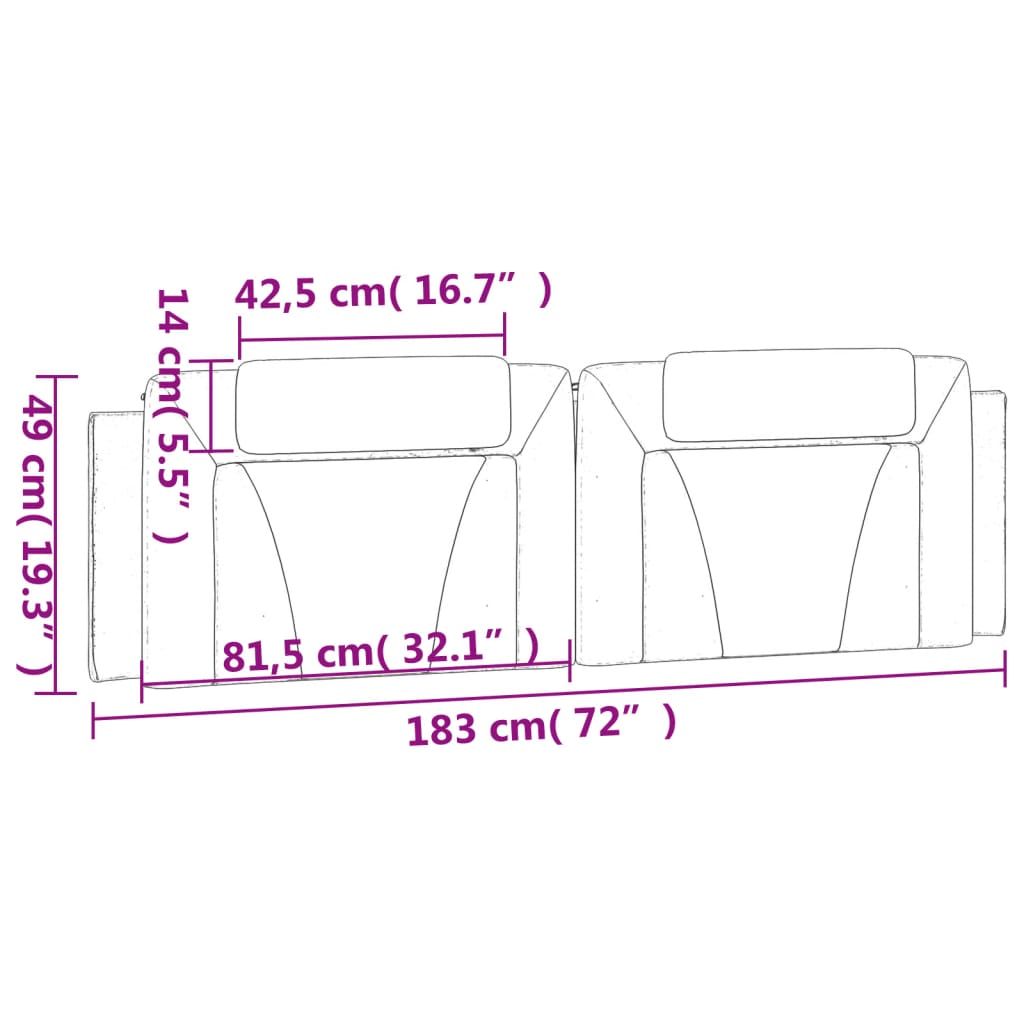 vidaXL Μαξιλάρι για Κεφαλάρι Μαύρο 183 εκ. από Συνθετικό Δέρμα