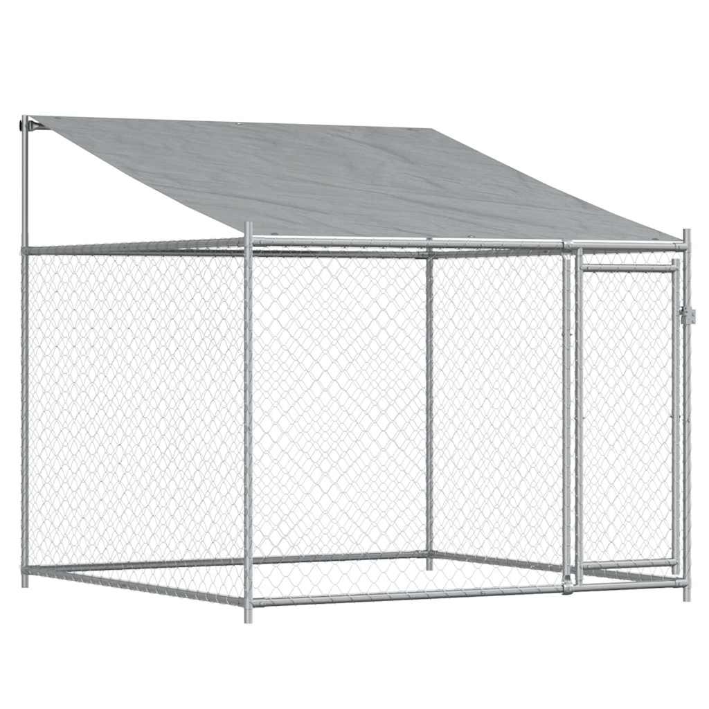 vidaXL Κλουβί Σκύλου με Οροφή και Πόρτες Γκρι 12x2x2 μ. Γαλβ. Χάλυβας
