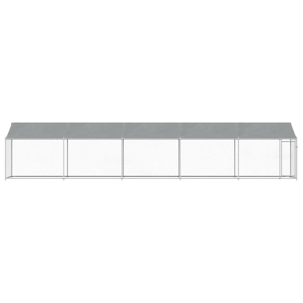 vidaXL Κλουβί Σκύλου με Οροφή και Πόρτες Γκρι 10x2x2 μ. Γαλβ. Χάλυβας