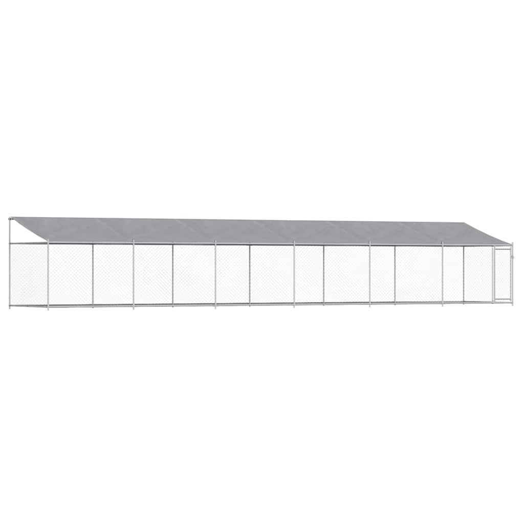 vidaXL Κλουβί Σκύλου με Οροφή και Πόρτες Γκρι 12x2x2 μ. Γαλβ. Χάλυβας