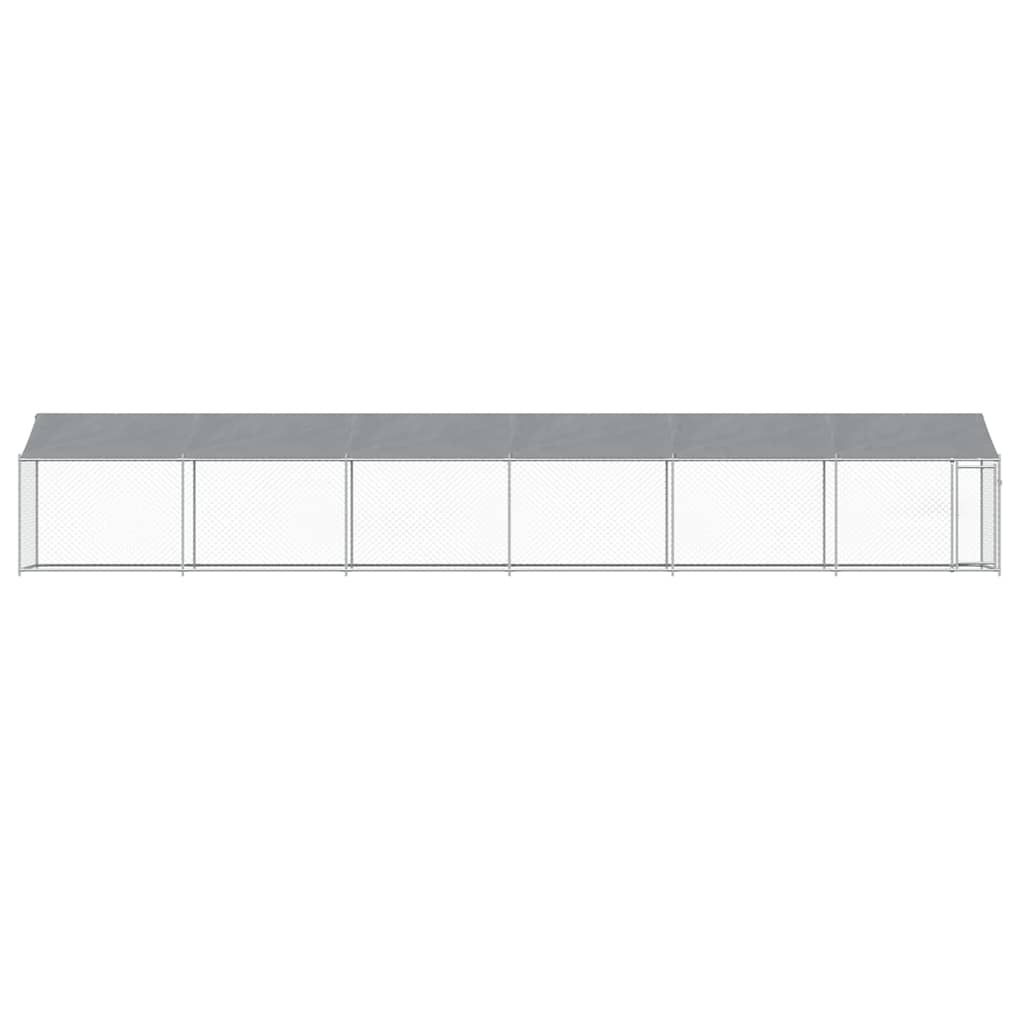 vidaXL Κλουβί Σκύλου με Οροφή και Πόρτες Γκρι 12x2x2 μ. Γαλβ. Χάλυβας