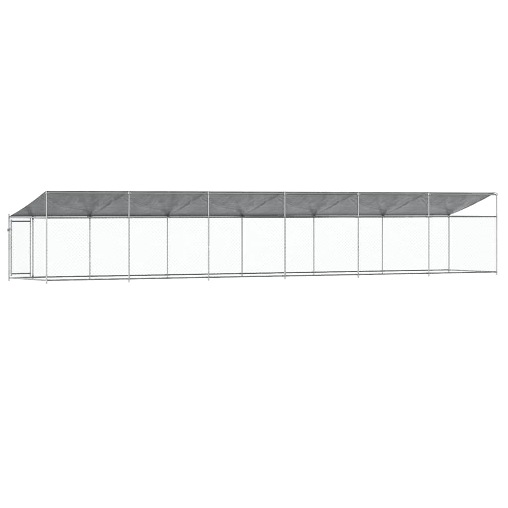 vidaXL Κλουβί Σκύλου με Οροφή και Πόρτες Γκρι 12x2x2 μ. Γαλβ. Χάλυβας