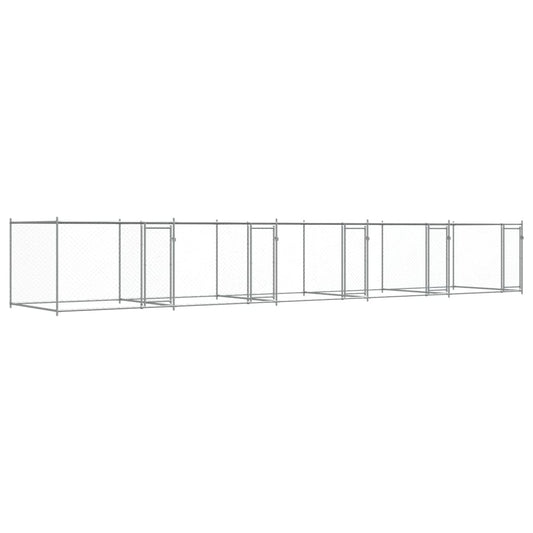vidaXL Κλουβί Σκύλου με Πόρτες Γκρι 10x2x1,5 μ. Γαλβανισμένος Χάλυβας