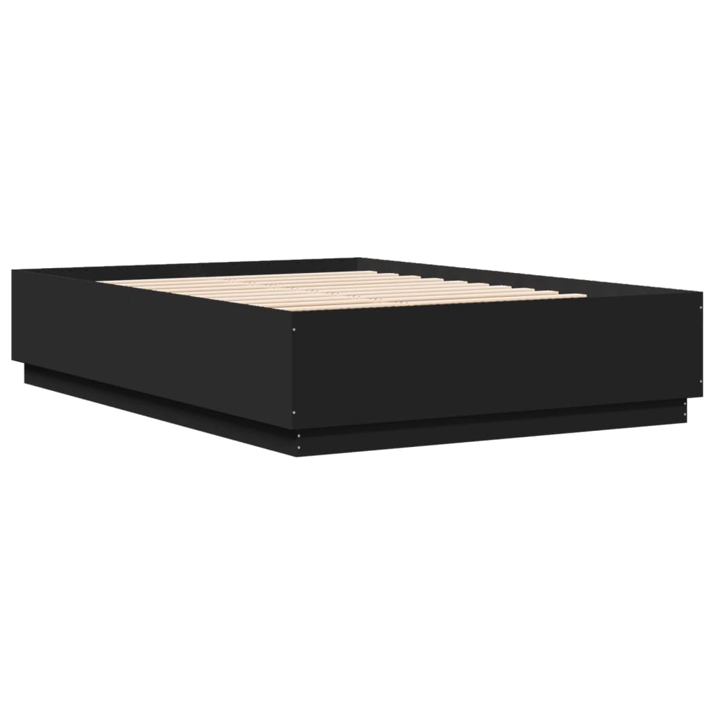 vidaXL Πλαίσιο Κρεβατιού με LED Μαύρο 150 x 200 εκ. Επεξεργ. Ξύλο