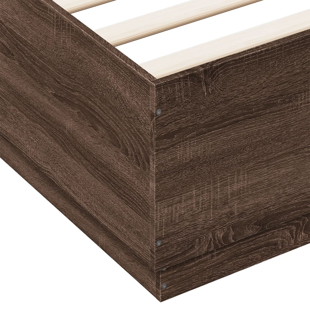 vidaXL Πλαίσιο Κρεβατιού με LED Καφέ Δρυς 150x200εκ. Επεξ. Ξύλο