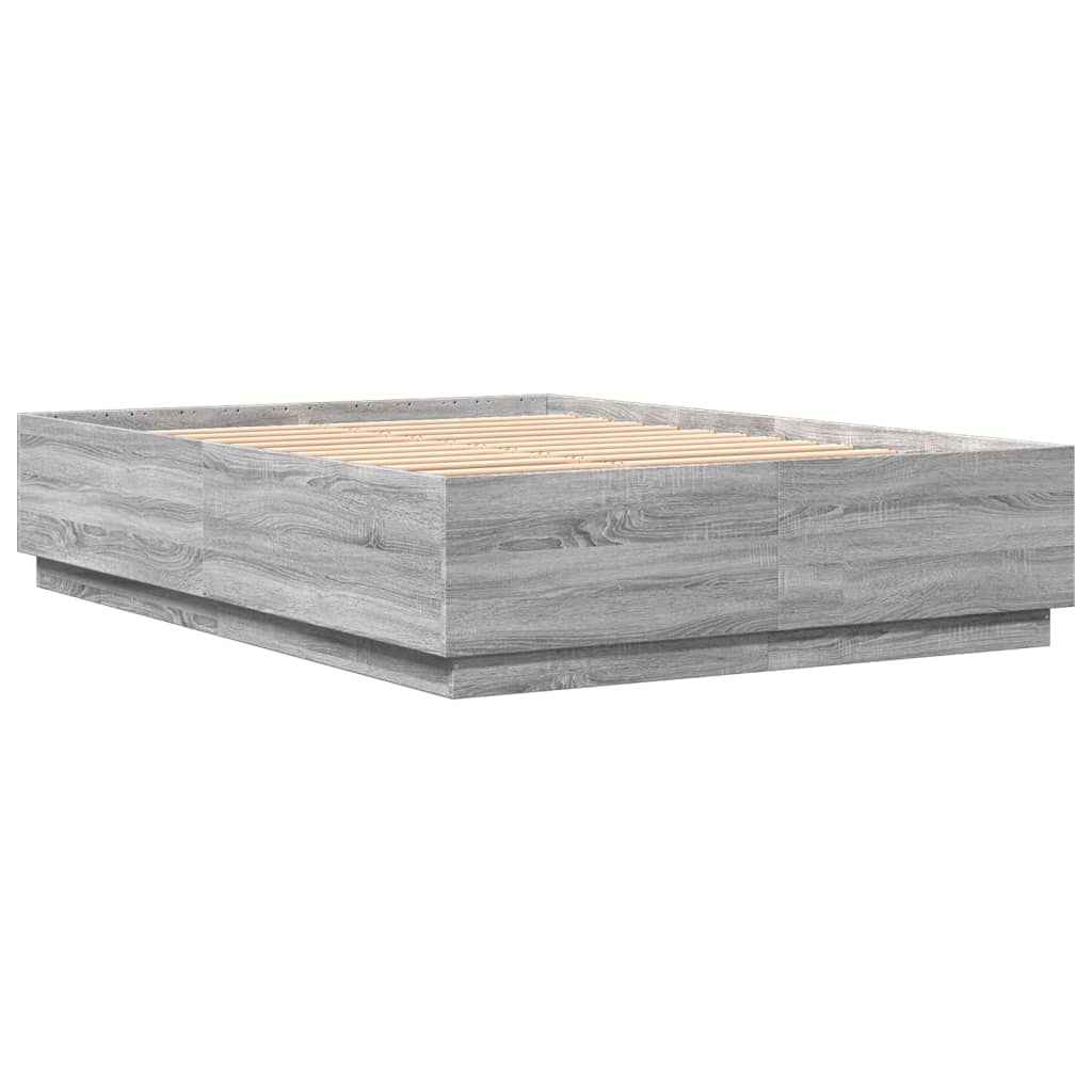 vidaXL Πλαίσιο Κρεβατιού με Φώτα LED Γκρι sonoma 120x200εκ. Επεξ. Ξύλο